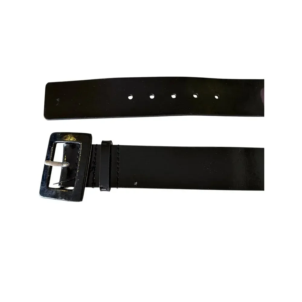 Nine West genuine patent black leather wide belt women’s small classy demure